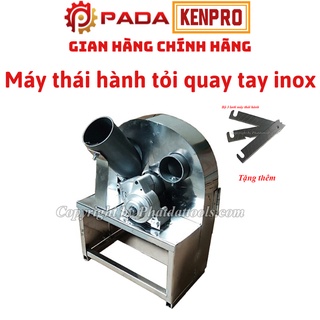 Máy thái lát hành tỏi quay tay vỏ inox-Bền hơn,vệ sinh hơn-Tặng thêm 1 bộ lưỡi thái hành