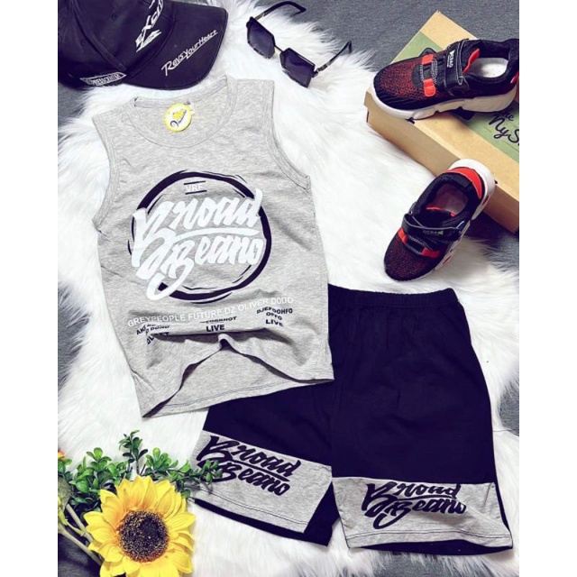 Bộ ba lỗ sát nách bé trai size đại thun cotton 4 chiều