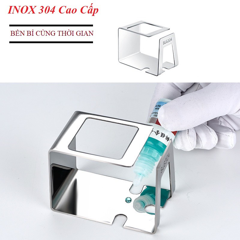 Kệ để bàn chải đánh răng 3 rãnh Inox 304 Dán tường có khe để kem đánh răng và ly cốc