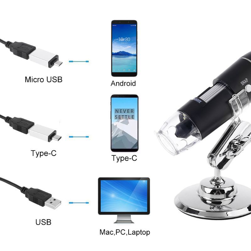 COLO  3-in-1 Digital Microscope 1600X Support PC Type-C Micro-USB Phone USB Magnifier