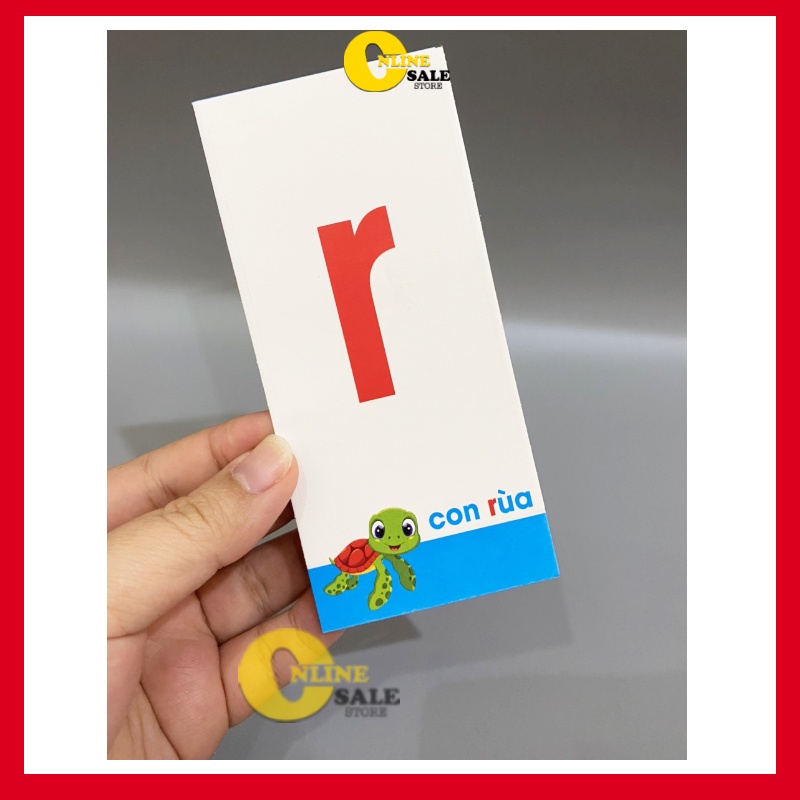 [Mới] Bộ 40 Thẻ Học Flash Card Chữ Cái Và Chữ Ghép Cho Bé Size to kích thước 6 x 13 cm- Muahangtructuyen