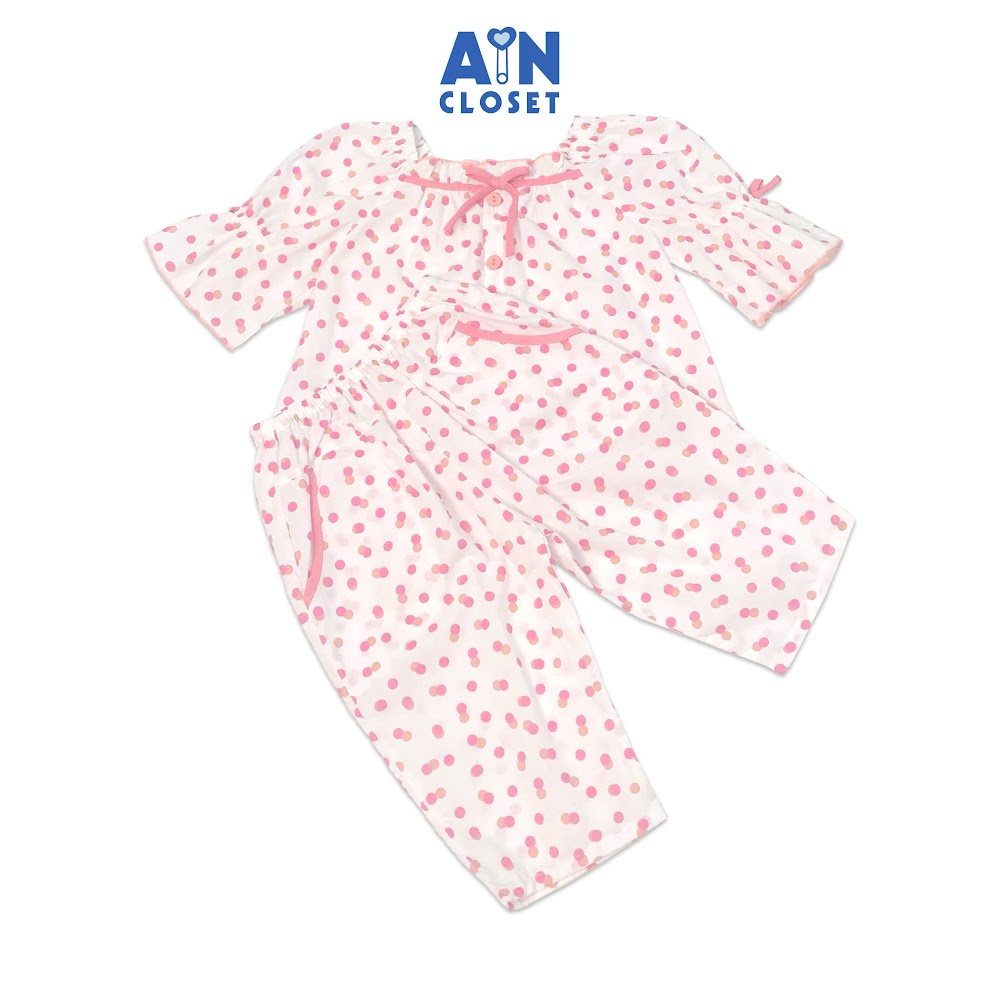 Bộ quần dài áo tay lỡ họa tiết Bi hồng cam giao nhau cotton - AICDBGD99BNT - AIN Closet