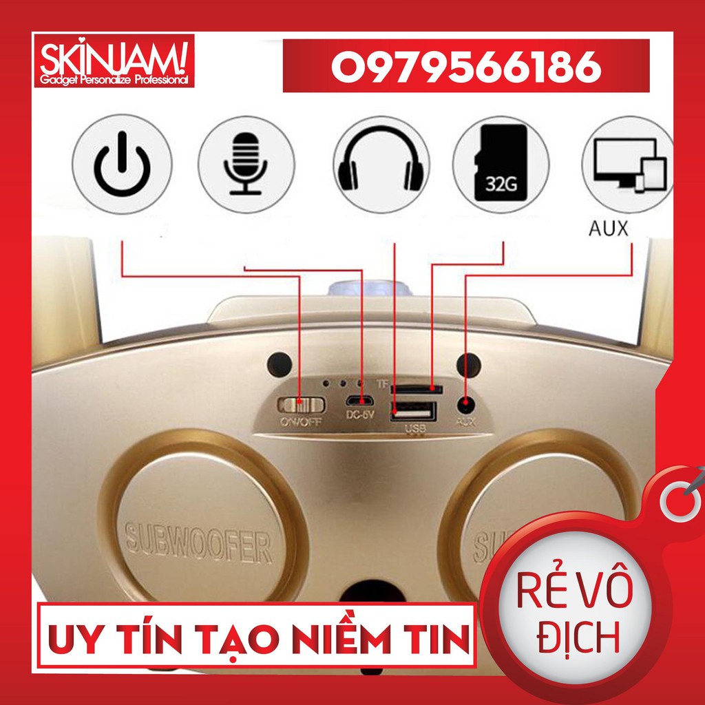 Loa Karaoke mini 2 mic, kết nối bluetooth,Mic Đôi Hát Karaoke, Loa Bluetooth karaoke kèm 2 mic SDRD-306 cao cấp