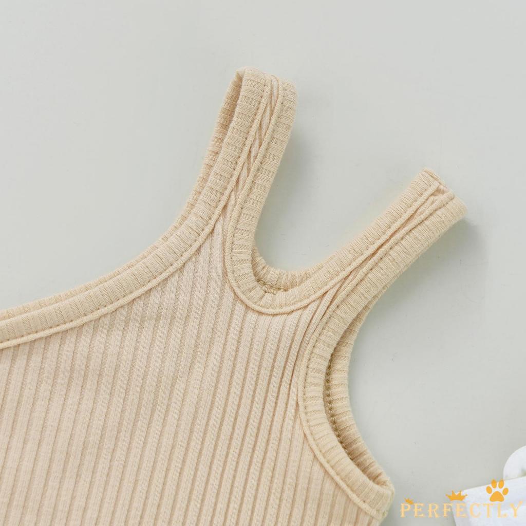 Set Đồ  Món Áo Không Tay Màu Nhuộm/Quần Short Màu Trơn Cho Bé Gái
