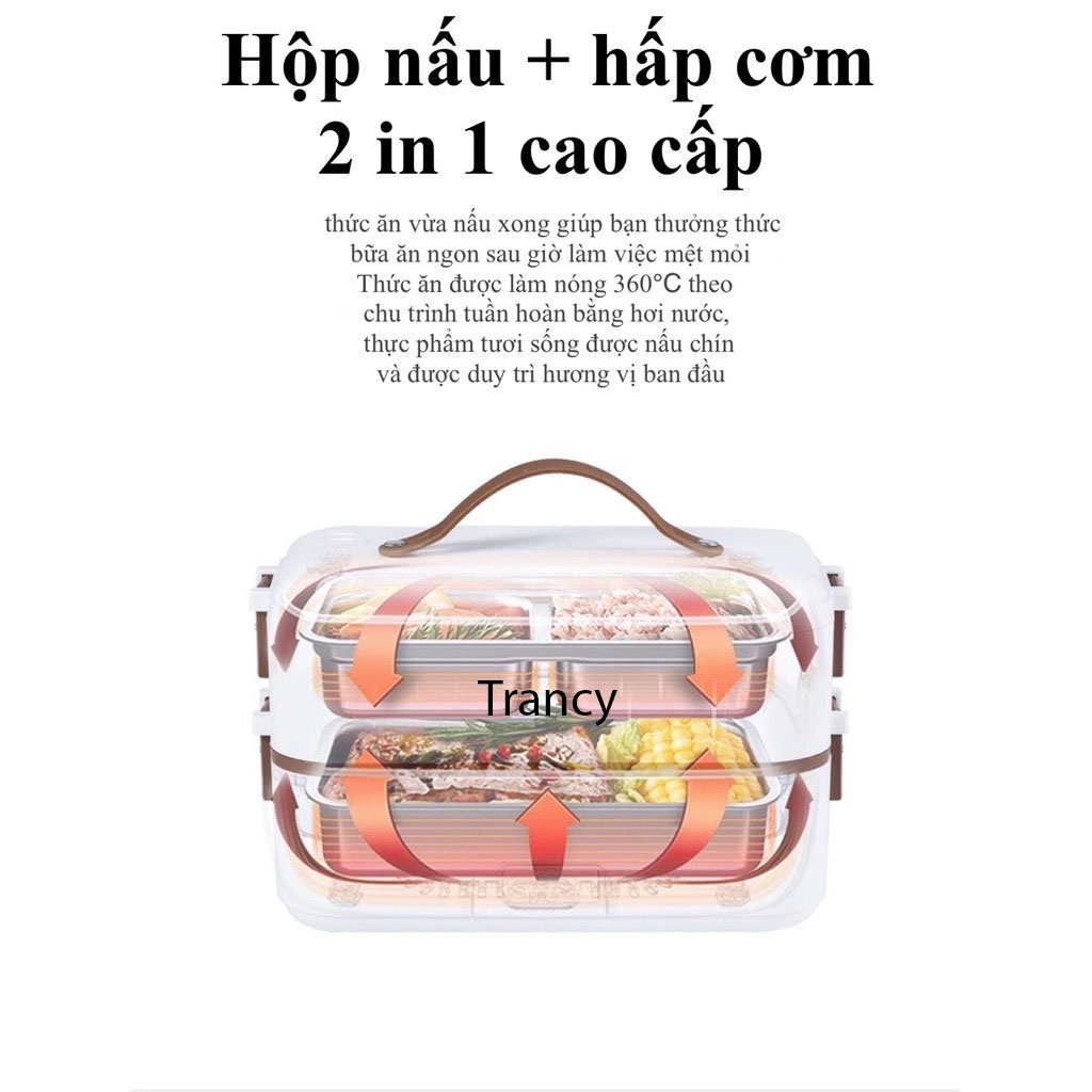 Hộp Cơm Cắm Điện 2 Tầng Levika đa năng văn phòng giữ nhiệt hâm nóng nấu cơm thức ăn hầm cháo nhiều ngăn HC06