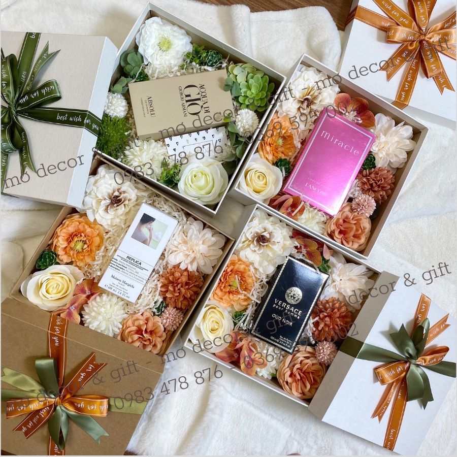Hộp Hoa Lụa Rỗng Giữa 23cm x 23cm Đựng Son, Đựng Quà Tặng, Nước Hoa, Mẫu 2022 - Handmade By Mơdecor