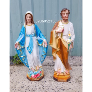 Bộ 2 tượng Đức Mẹ ban ơn Thánh Giuse cao 50cm tượng thờ gia đình công giáo chất liệu nhựa composite