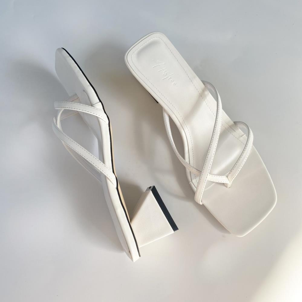 Guốc cao gót xỏ ngón nữ đế vuông p đẹp dáng sandal quai mảnh thời trang công sở HISHOO S0