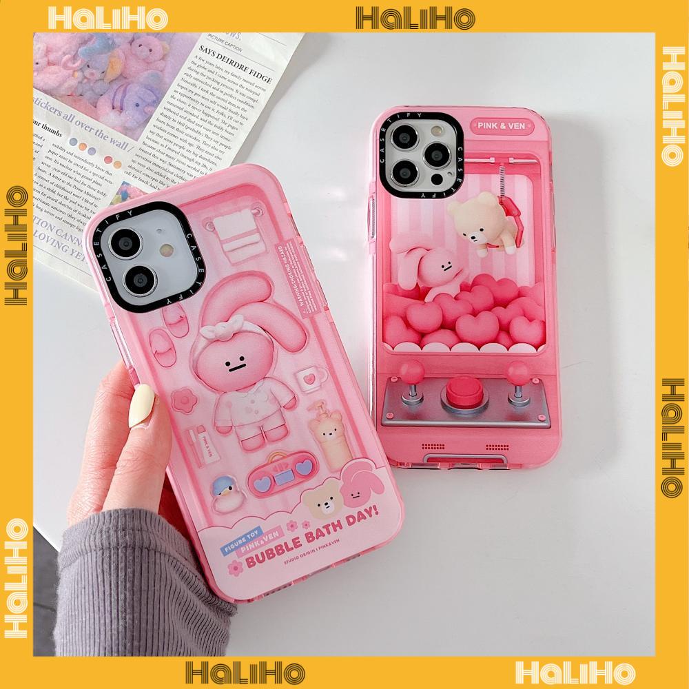 iPhone Case Thick Silicone Soft Case Clear Case Shockproof Camera Protection Pink Bear Cartoon Cute Compatible For iPhone 11 iPhone 13 Pro Max iPhone 12 Pro Max iPhone 7 Plus xr