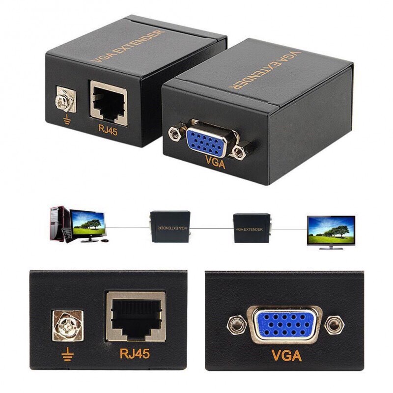 Bộ Khuếch Đại Tín Hiệu VGA to Lan 30M 60M Nối Dài Cáp VGA Qua Đường Dây Mạng VGA To LAN ARIGATO