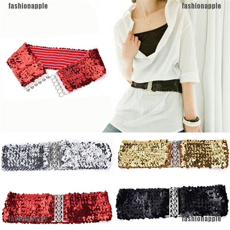 Thắt Lưng Nữ Bản Rộng Co Giãn Đính Đinh Tán Lấp Lánh