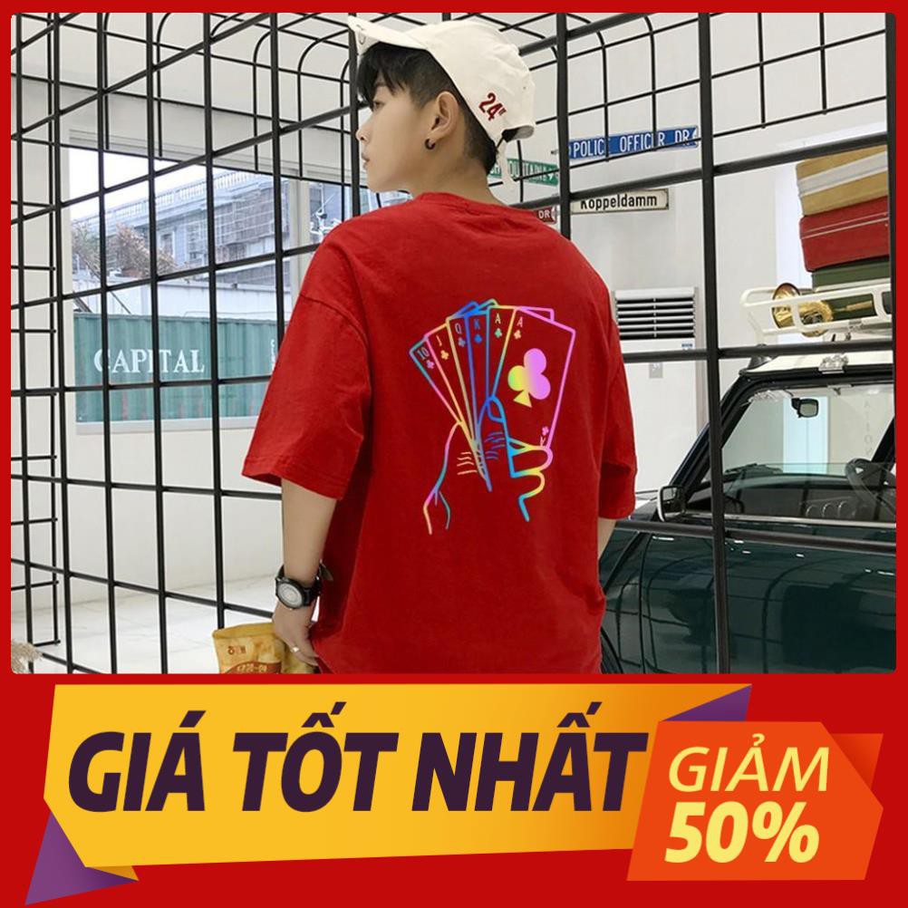 Áo Thun Phản Quang Nam Nữ From Rộng in hình Lá Bài PQ52 Chất Liệu Cotton Mềm Mại Co Giãn Thông Thoáng