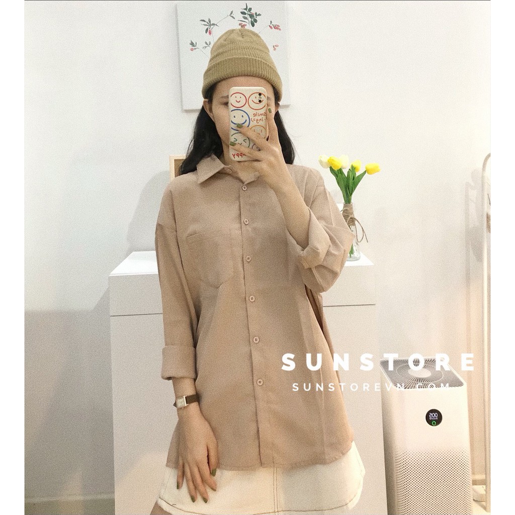 Áo sơ mi nữ tay dài basic nhiều màu Ulzzang