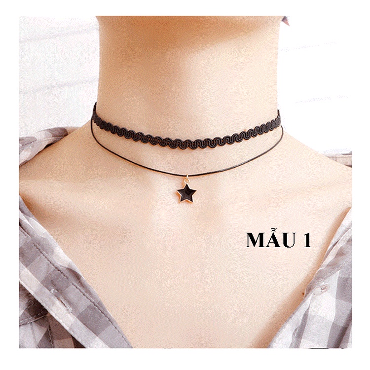 Vòng cổ Choker dây nhung màu đen, phong cách Hàn Quốc thời trang cho nữ