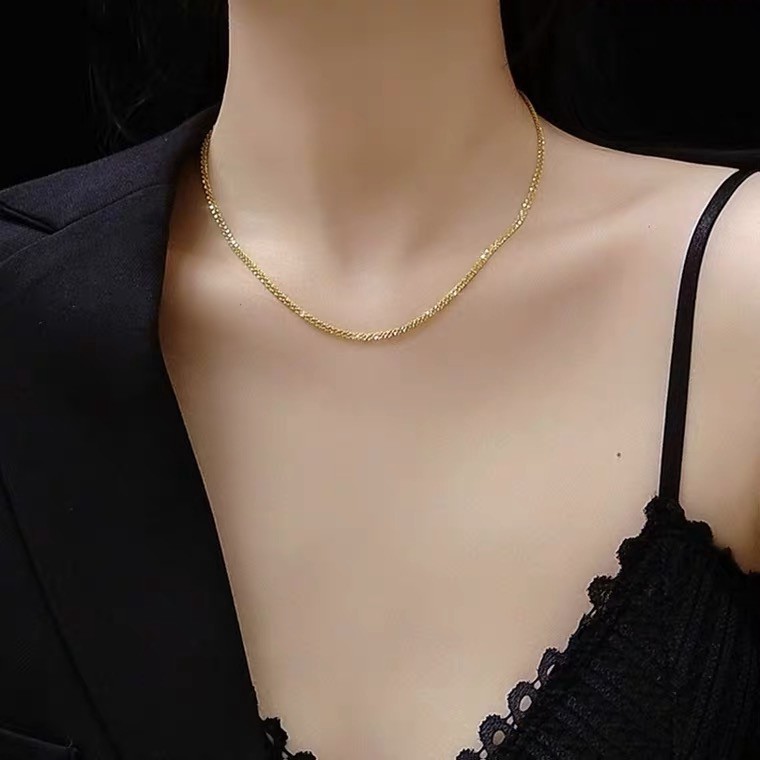 Dây Chuyền Mạ Vàng Hồng 18K Mặt Cỏ Bốn Lá Phong Cách Âu Mỹ