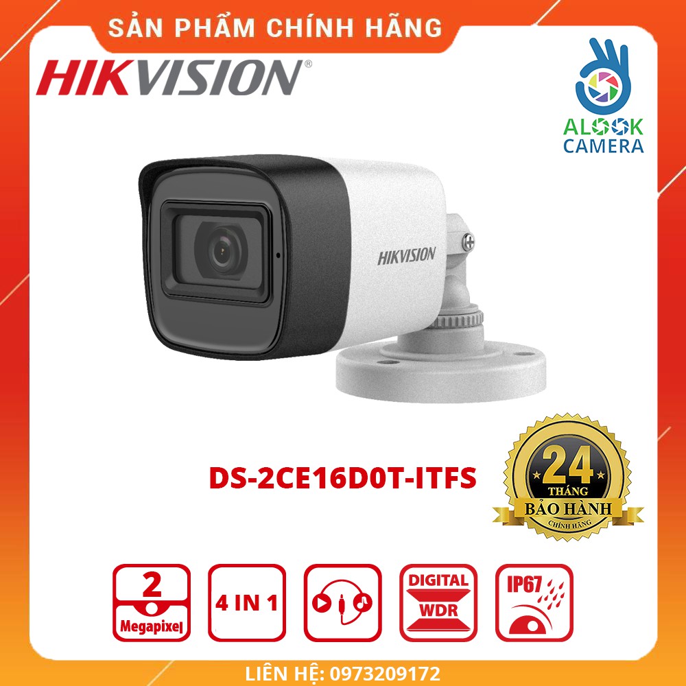 HÀNG CHÍNH HÃNG_Camera HDTVI 2MP có mic HIKVISION DS-2CE16D0T-ITFS- Tích hợp micro_BẢO HÀNH 24 THÁNG