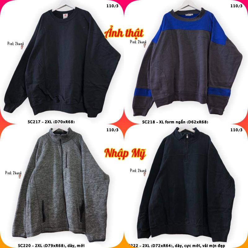 Áo Sweater nữ, nam 2hand, chất dày, size XL/XXL - 080122-3