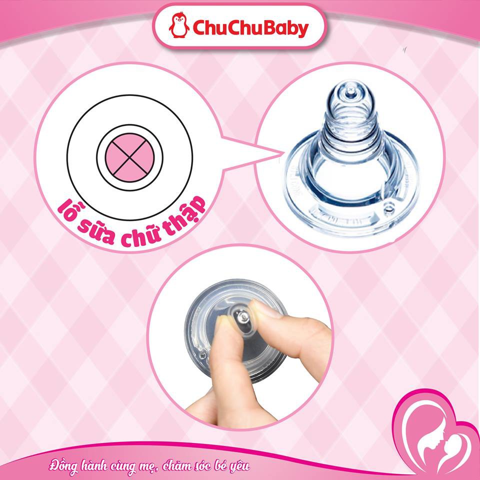 Núm ty Silicone siêu mềm, chống sặc ChuChu Baby