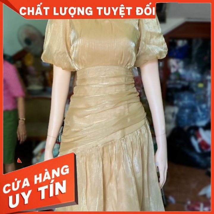 Đầm lụa dự tiệc thiết kế cao cấp sang trọng (có ảnh thật tự chụp) đảm bảo dấu bụng, che khuyết điểm vòng 2