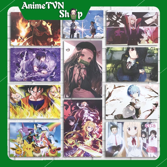 Combo 8 tấm Poster giấy in hình Anime Manga (One piece, slime, SAO, tokyo ghoul, Kimetsu, Re zero, Fate, Boku no hero..)