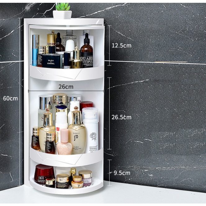 Kệ Góc Xoay 360 độ Thông Minh Cho Nhà Tắm, Nhà Bếp 3 Tầng Hàng Nhập Khẩu