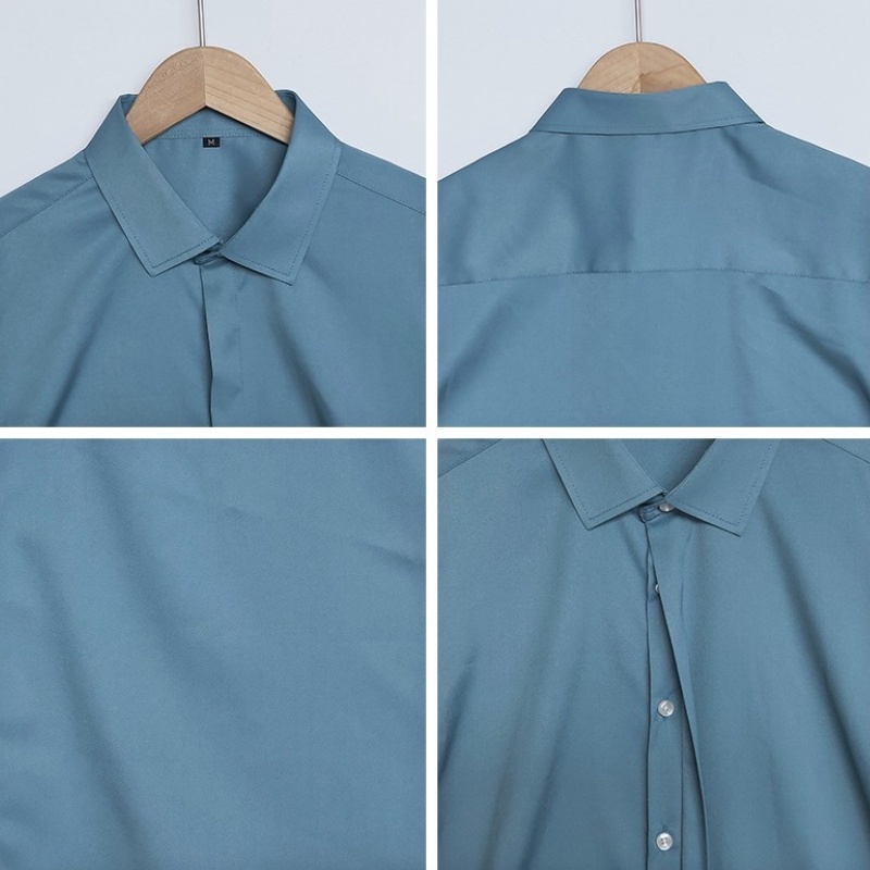 Áo sơ mi dài tay màu trơn dáng rộng phong cách Hàn Quốc tinh tế thanh lịch dành cho nam | BigBuy360 - bigbuy360.vn