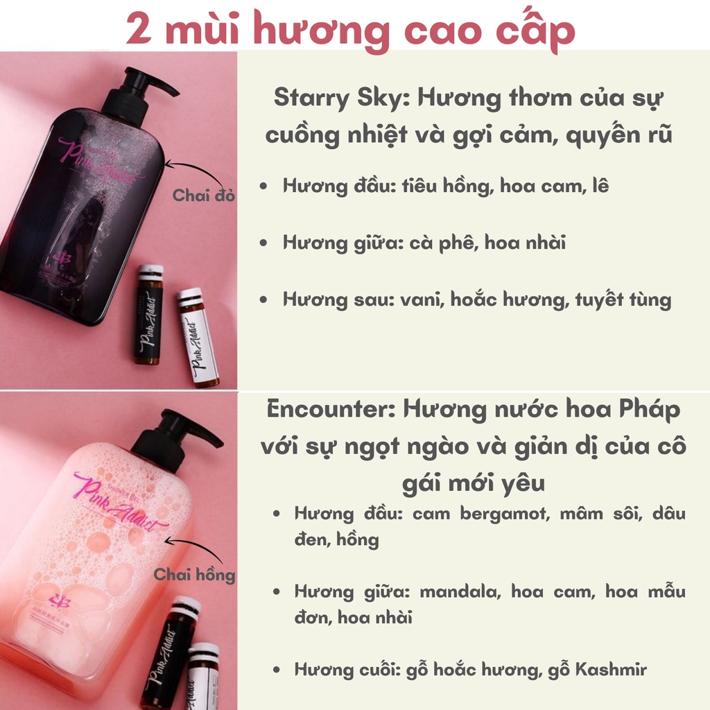 Sữa tắm nước hoa Pink Addict 420ml Sáng Da, Dưỡng Ẩm, Mờ Thâm mụn sữa tắm tự pha Perfume Shower Gel