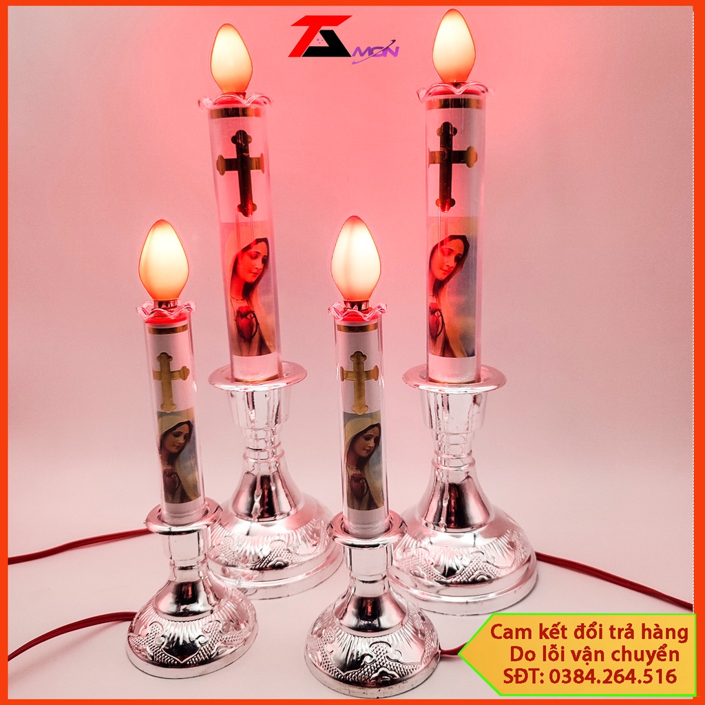 Giá cho 2 cây đèn nến thiên chúa, đèn trưng bàn thờ, gia tiên cực đẹp trang trí tủ thờ