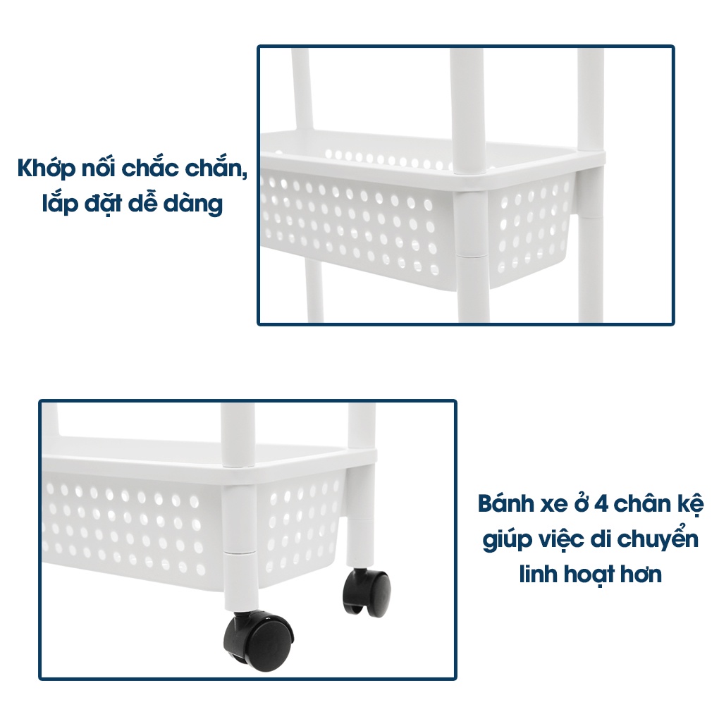 Kệ Đa Năng Di Động Tokyo INOCHI Có Bánh Xe - Kệ 4 Tầng - Kệ Đựng Gia Vị, Đồ Spa, Mỹ Phẩm - Kệ Để Đồ Nhà Tắm, Nhà Bếp