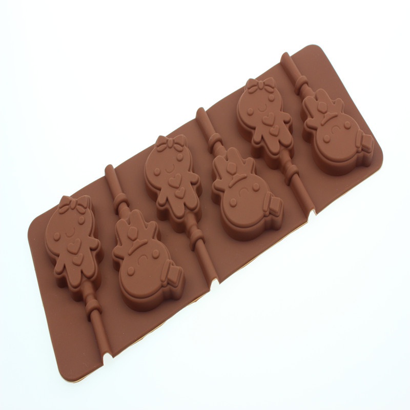 Khuôn Silicone 6 Ngăn Làm Kẹo Mút / Phô Mai / Socola Hình Hoa