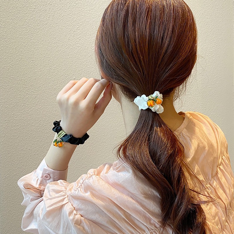 Dây Buộc Tóc Vải Scrunchies Quả Siêu Hot Trend