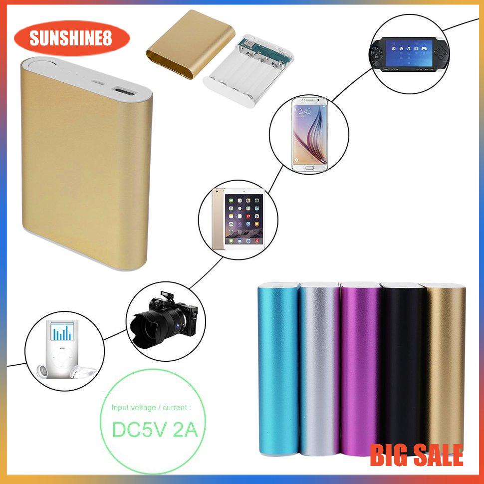 【SUN】[NEW]10400mAh USB External Backup Battery Charger 4*18650 Battery Power Bank Case