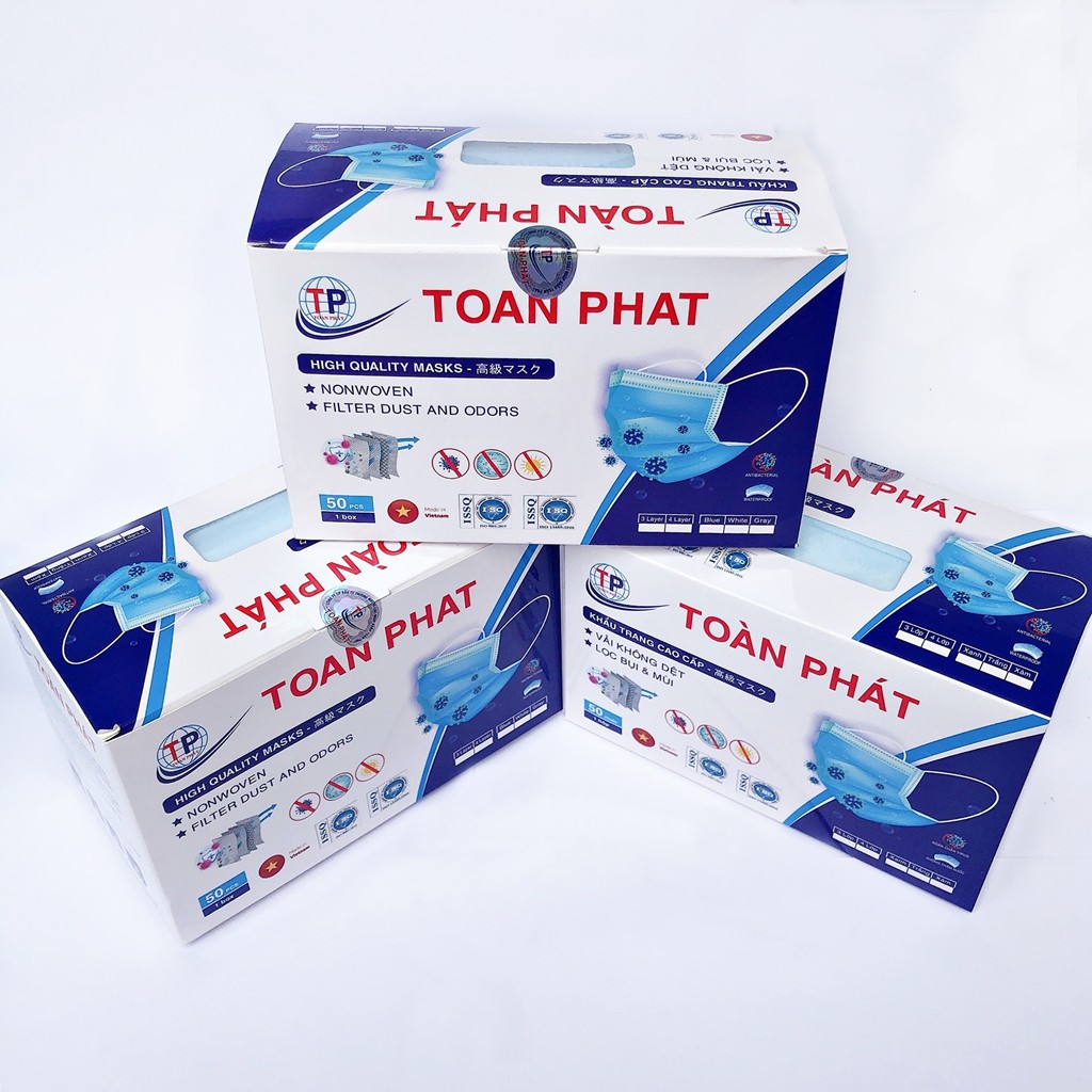 Khẩu trang y tế 4 lớp hộp 50 chiếc Toàn Phát, khẩu trang y tế kháng khuẩn,lọc bụi
