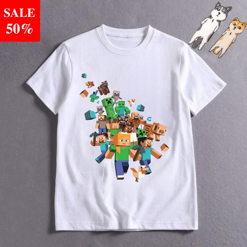 BST Áo thun Minecraft siêu đẹp | Áo trẻ em Mine Craft cho bé trai | bé gái độc chất
