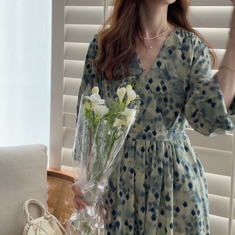 Đầm Hoa Cổ Chữ V Thiết Kế Mới Thời Trang Mùa Xuân Dành Cho Nữ đầm bầu váy nữ váy bé gái váy dài chân váy dài váy nữ chân váy dài