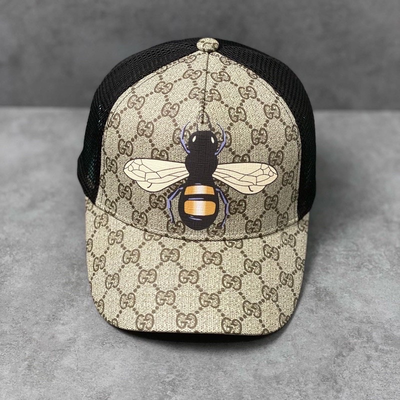 Mũ lưỡi trai gc phối lưới nam cao cấp form dáng chuẩn ôm đầu in hình con ong vàng cao cấp