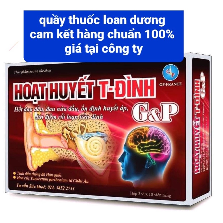 Hoạt Huyết T- Đình G&P hàng chuẩn công ty giúp ổn định huyết áp, cải thiện tình trạng đau đầu