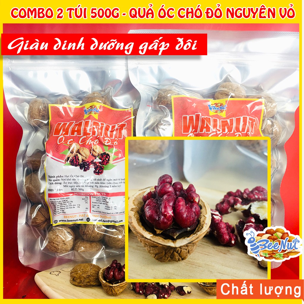 Quả Hạt Óc Chó Đỏ Nguyên Vỏ - Tặng Đồ Tách Vỏ - Mỹ - Giàu Omega-7 Gấp Đôi Óc Chó Vàng - BeeNut