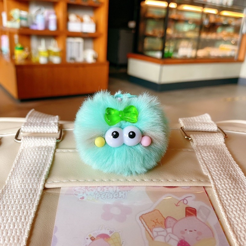 Móc khoá cục bông Nhím lông xù mềm mịn xinh xắn cute