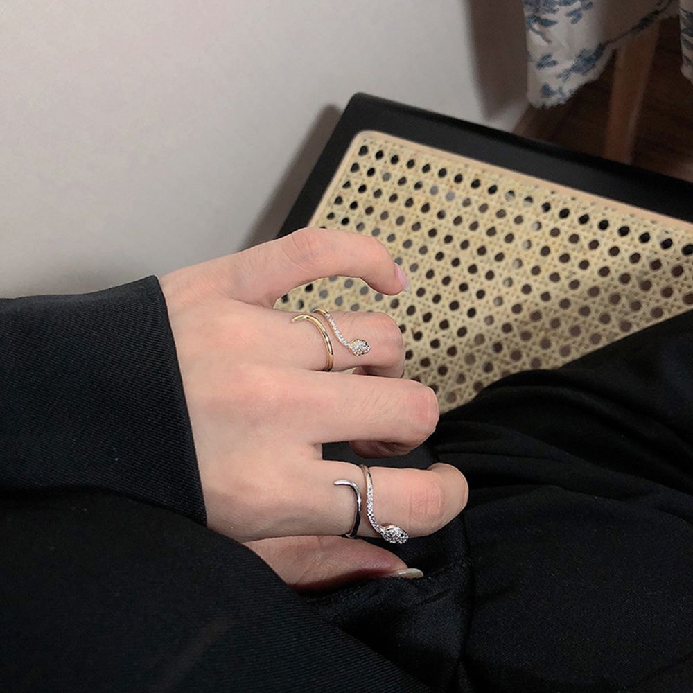 Nhẫn mở hình rắn đính đá zircon sang trọng thời trang đi tiệc cho phụ nữ