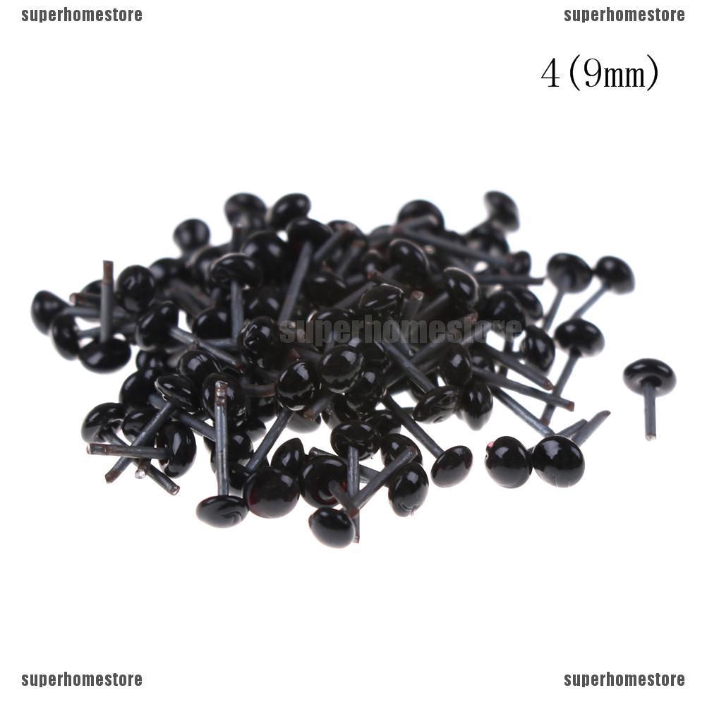 Set 100 Mắt Thủy Tinh Màu Đen Kích Thước 3 / 5 / 7 / 9 / 11mm Dùng Làm Búp Bê