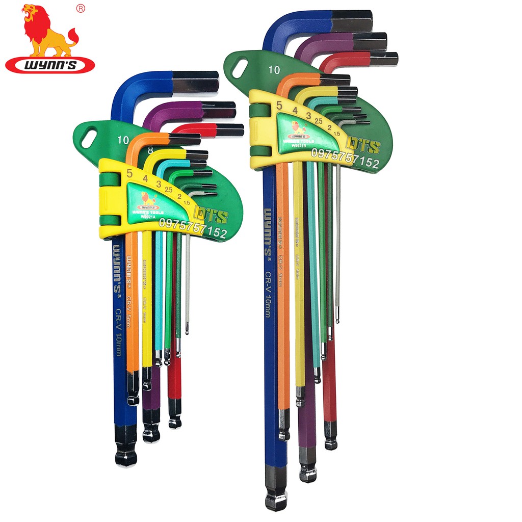 Bộ lục giác đầu bi 9 món  WYNN’S, bộ khóa lục giác thép cứng cao cấp CR-V hàng chất lượng cao