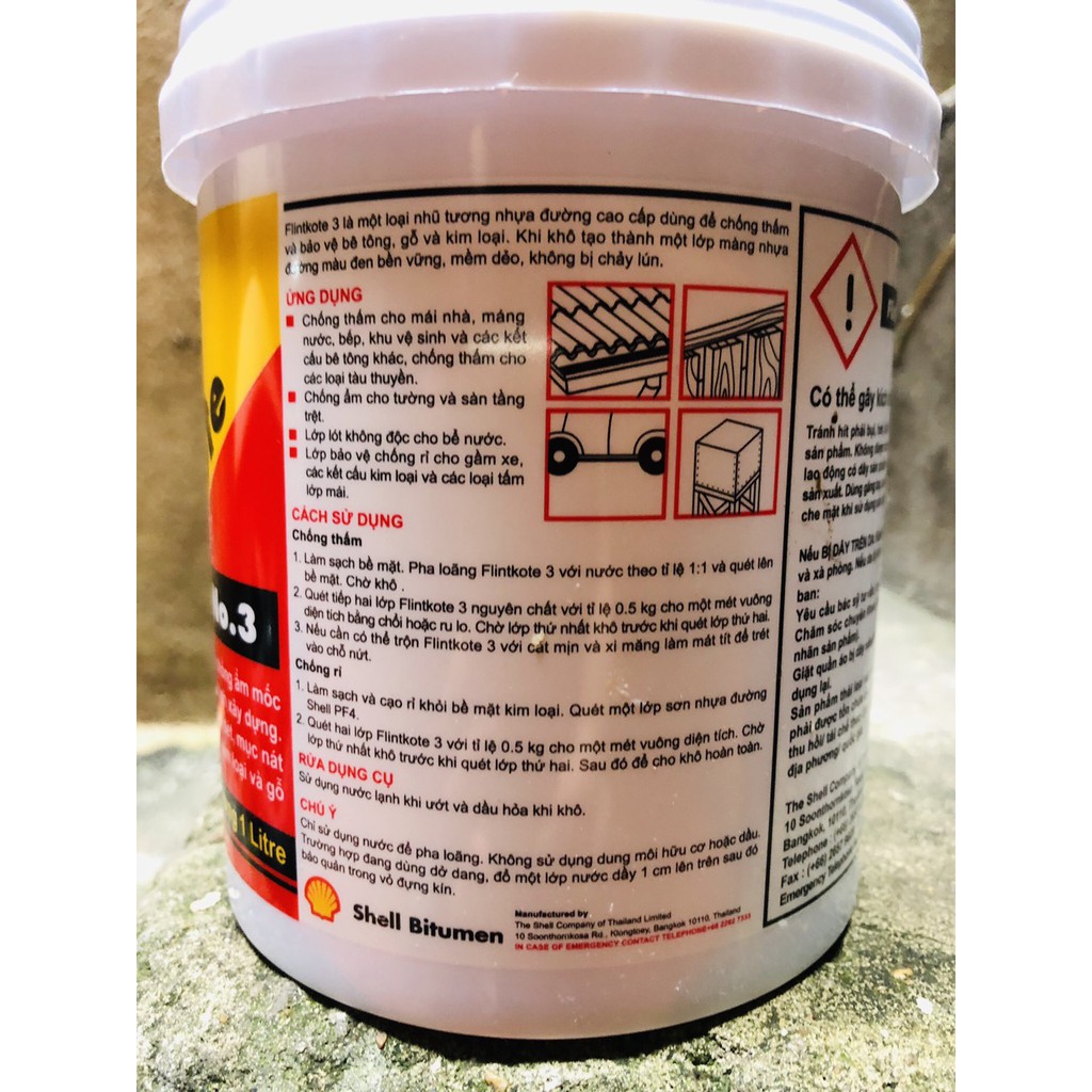 Shell Flinkote No.3 Loại 1kg-Chống thấm bể cá koi, mái tum,sàn vệ sinh, tường vây.