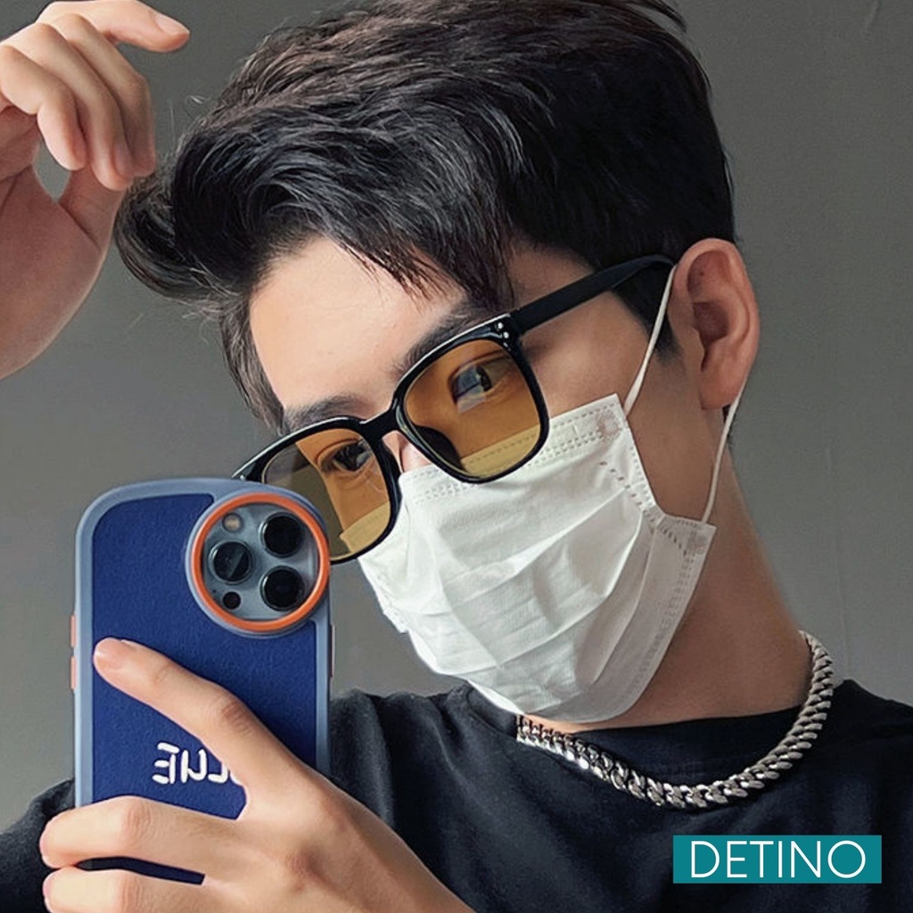 Kính râm nam nữ, mắt kính mát đen - nâu trà thời trang gọng vuông cao cấp chống tia UV, đi biển ngầu Hottrend DETINO K07
