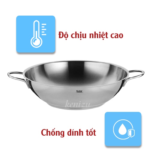 Chảo xào sâu lòng Silit Wok 32cm - Chảo bếp từ thép không gỉ