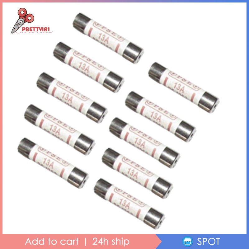 10 Ống Cầu Chì Bằng Sứ BS1362 13A 6x25 Chất Lượng Cao
