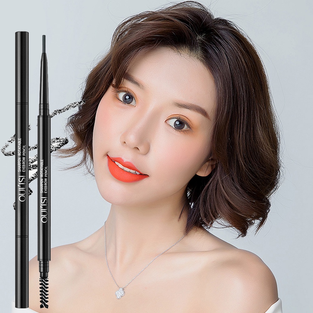 Bút Chì Kẻ Lông Mày Màu Đen / Nâu Lâu Trôi Chống Thấm Nước Tự Nhiên Thân Thiện Với Da Có Cọ Trang Điểm Hiệu OULISI