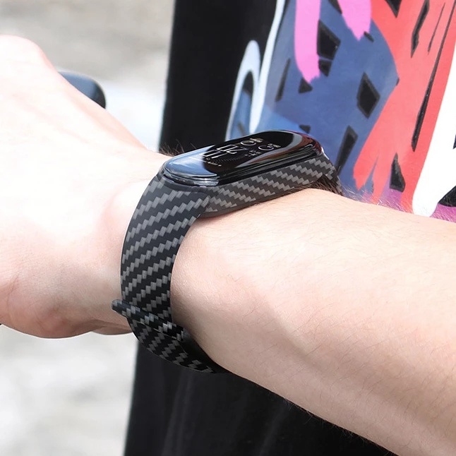 Dây đeo sợi carbon cho đồng hồ thông minh Xiaomi Mi Band 6 5 / 1Pc Miband 6 5