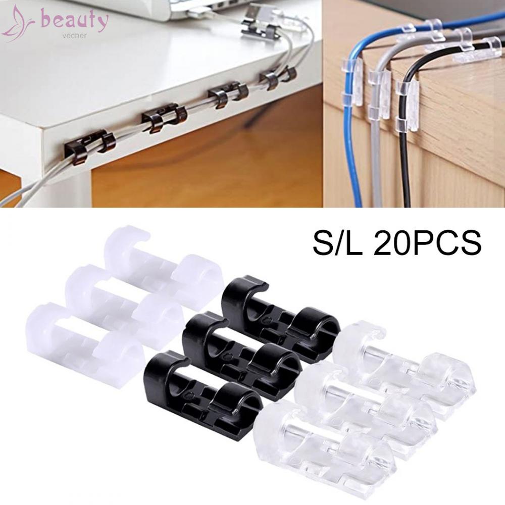 Set 20 kẹp giữ dây cáp gắn tường màu trắng/đen trong suốt