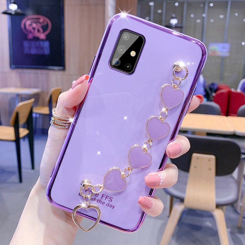 Ốp Điện Thoại Kết Cấu Sang Trọng Có Vòng Tay Trái Tim Cho samsung A50 A70 A51 A71 A31 A32 A52 A72 A30 A20 4g